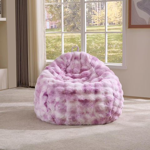 Fluffy Faux Rabbit Fur Bean Bag Chair Cover(No Filler),Cozy Shaggy Bubble Stuffed Animal Storage Large Bean Bag Cover for Bedroom Living Room,Fuzzy