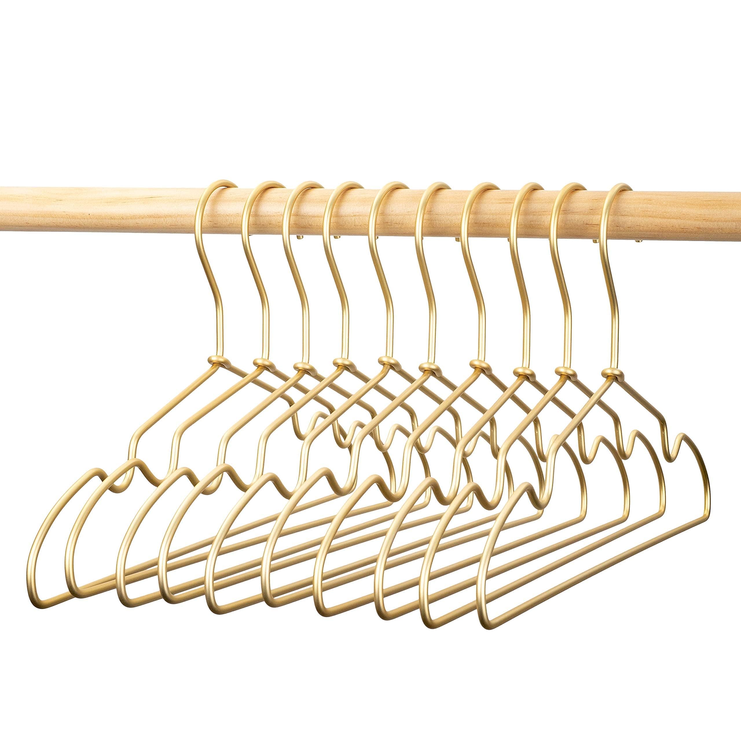 Koobay 12.6" Matte Gold Metal Kids Baby Hangers, 30Pack, Non Slip, Suit for Coated Wire Children Clothes Hangers Closet Storage