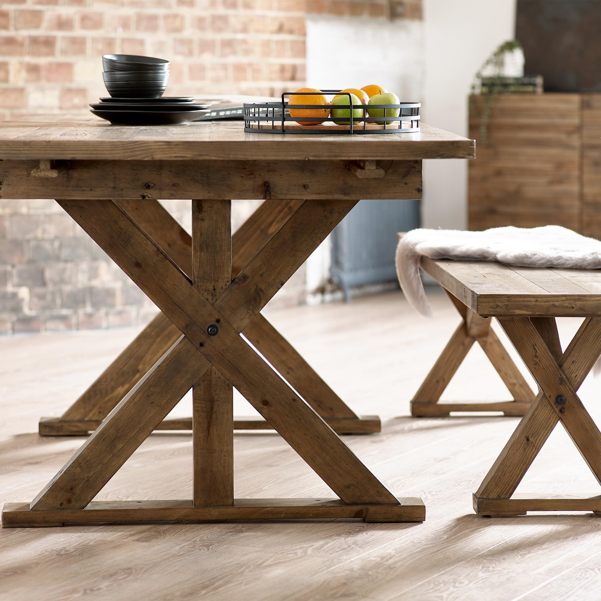 Julian Bowen Chatsworth Extending Table,Reclaimed Pine - H77.5xW220xD97.5cm