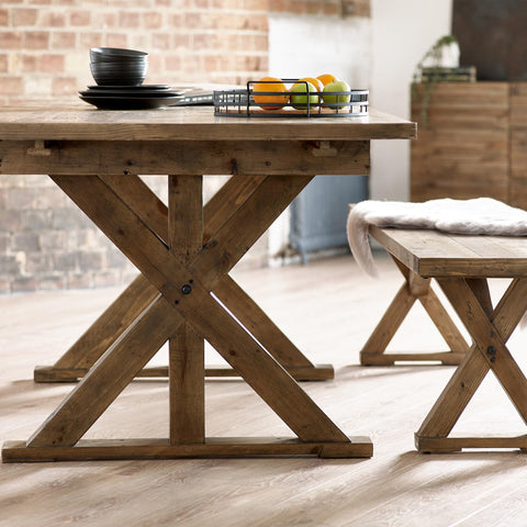 Julian Bowen Chatsworth Extending Table,Reclaimed Pine - H77.5xW220xD97.5cm