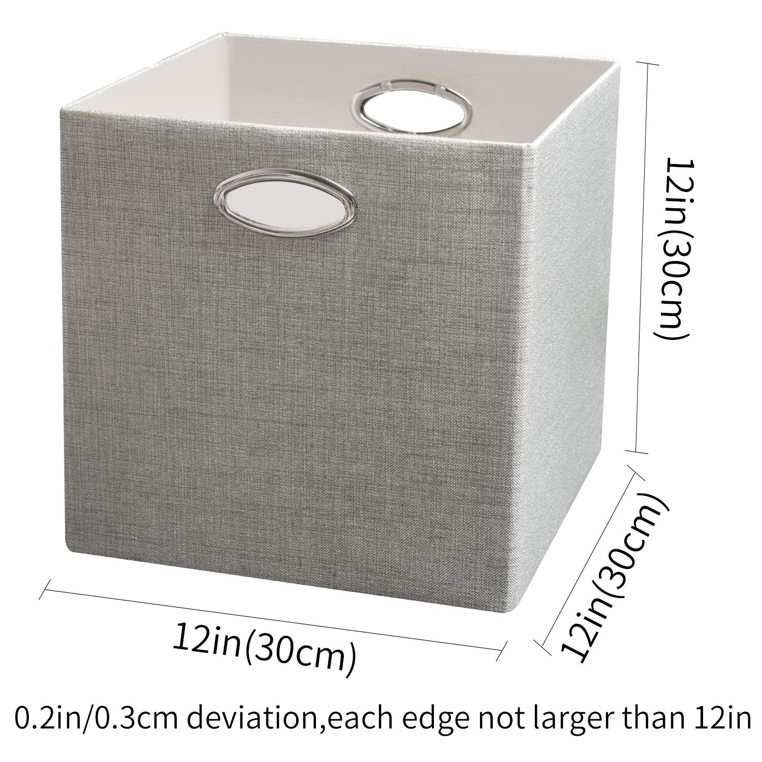 Posprica Storage Cubes, 12×12 Collapsible Storage Basket Bins,Heavy Duty Fabric Containers, 4pcs, Sliver Grey