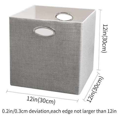 Posprica Storage Cubes, 12×12 Collapsible Storage Basket Bins,Heavy Duty Fabric Containers, 4pcs, Sliver Grey