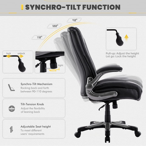 COLAMY Big and Tall Office Chair 400lbs, PU Leather Executive Office Chair for Heavy People