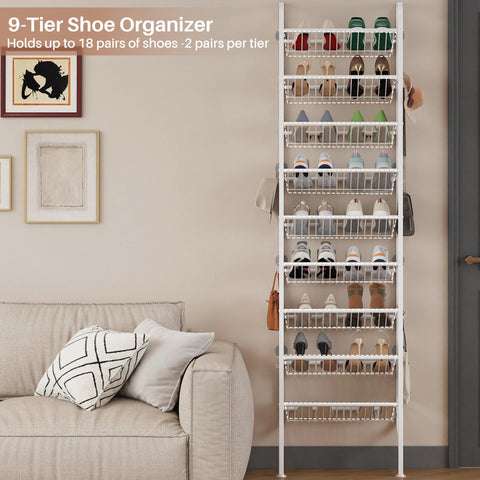 Ornestia Wall Mounted Shoe Rack,Metal Shoe Storage for Over Door,White