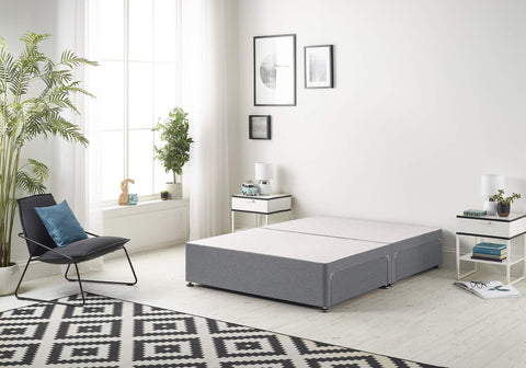 Bed Centre Flexby Divan Base Only with No Drawers and No Headboard - Available in 3ft,4ft,5ft and 6ft- Fabric (3FT Single, Plush Charcoal Fabric)