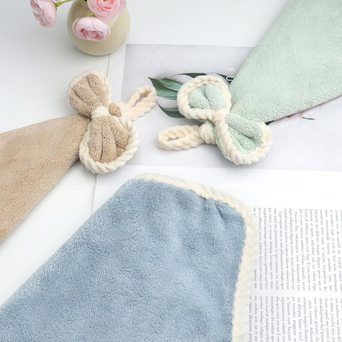 LHNNDM Pack of 3 Kitchen Bathroom Hand Dryer Towels, Microfibre Coral Fleece Lovely Hand Towels,Microfiber Coral Velvet Hand Towels Hanging Loop，Dry