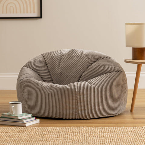 icon Kingston Cord Bean Bag with Filling Included, Set of 2, Grey
