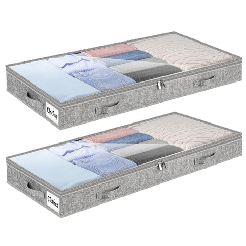 Kukikan Underbed Storage Drawers Set of 2, Lightweight Underbed Clothes Storage Container Bins with No Structure, Shallow Storage Bag for Dorm & Home