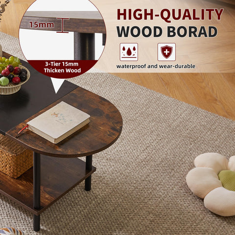 Aibiju Coffee Table, Oval Center Table, Industrial Side Tea Table for Living Room Home Furniture, 35x16x17inch Modern Style