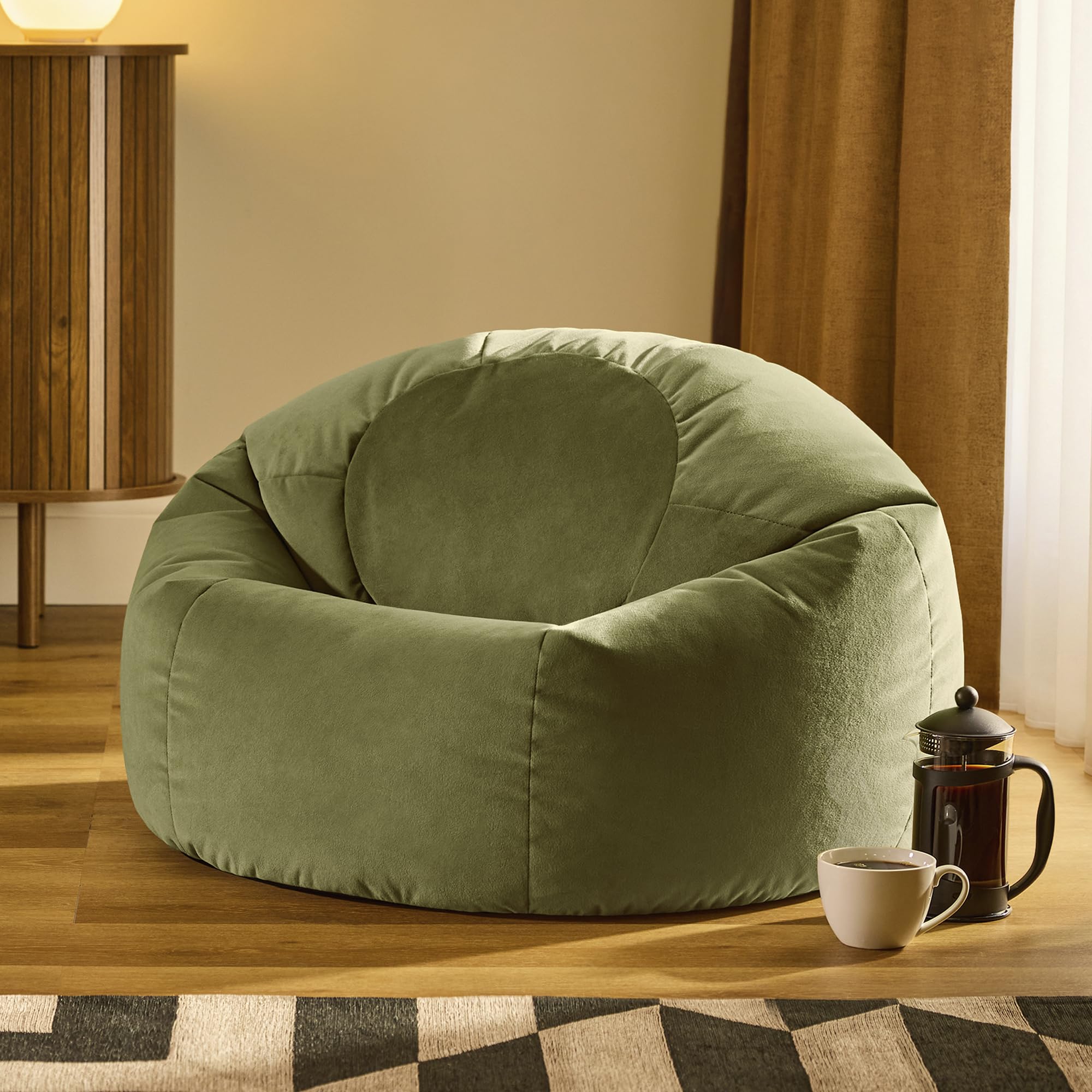icon Kingston Velvet Bean Bag with Filling Included, Green