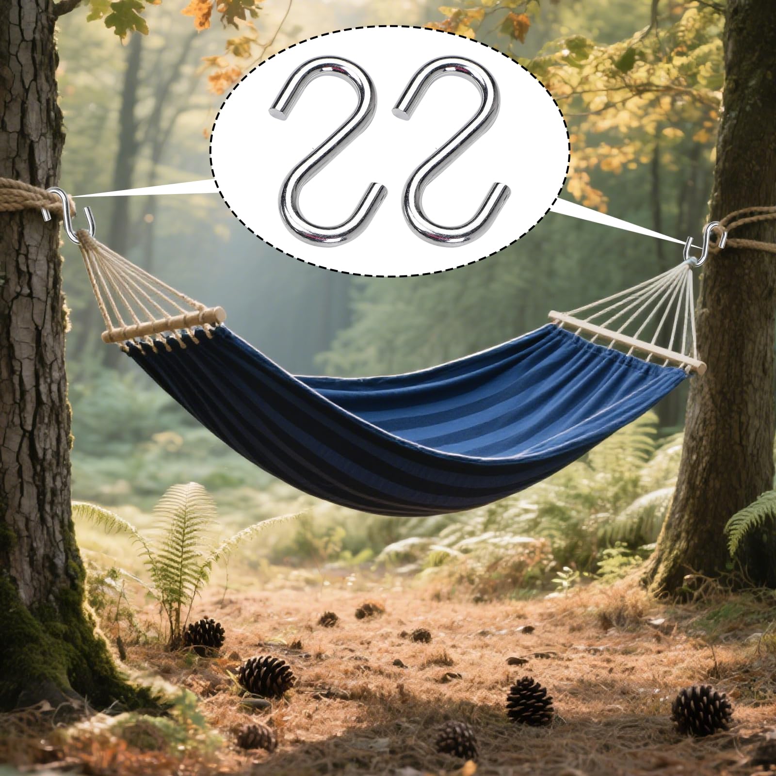 UEKPDM 304 Stainless Steel 3 - Inch S Hooks, Industrial Grade Utility Hooks for Hammock and Swing, 2 Packs