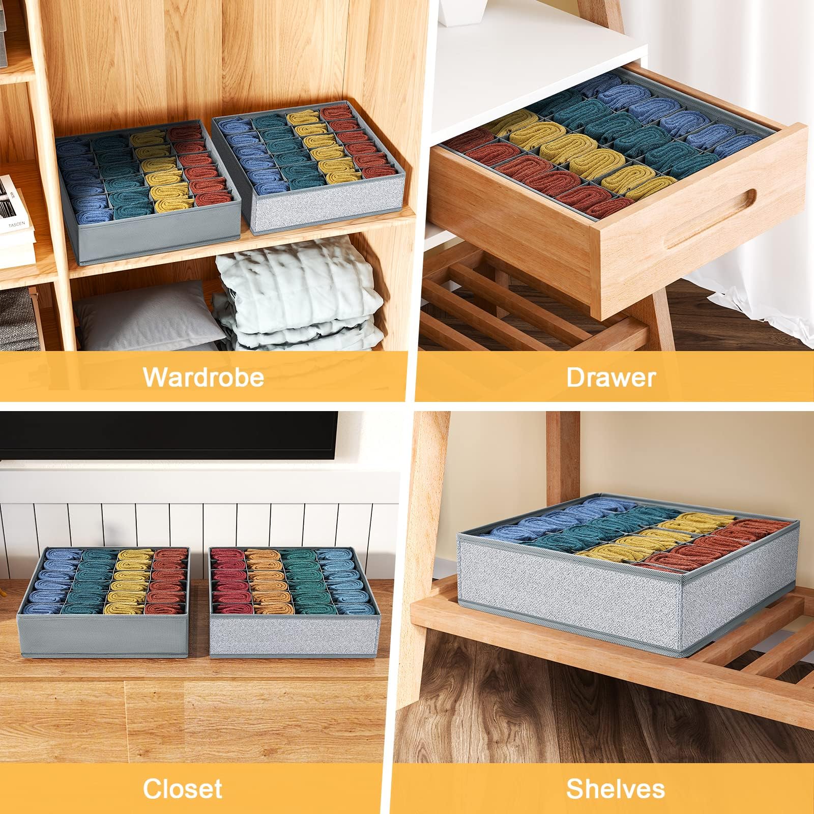 DIMJ Underwear Organiser - 24 Cell Drawer Dividers for Clothes, Set of 2