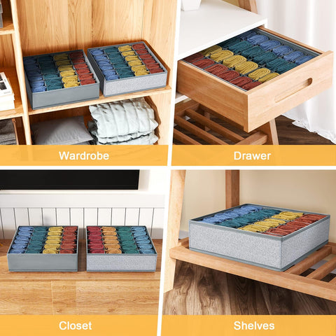 DIMJ Underwear Organiser - 24 Cell Drawer Dividers for Clothes, Set of 2