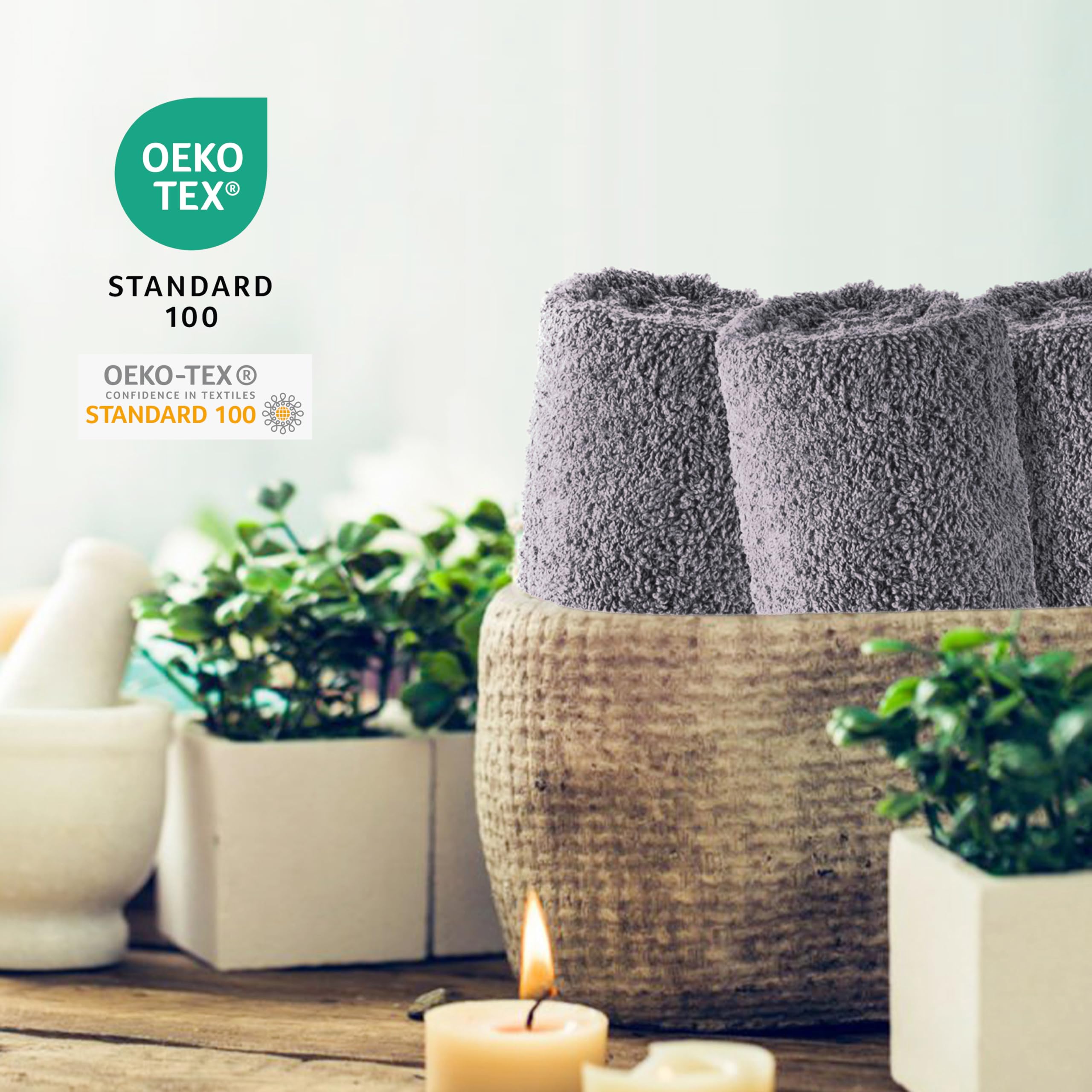 SweetNeedle 6 Piece Towel Set - 2 Bath Towels, 2 Hand Towels and 2 Washcloths Cotton Daily Use Hotel Spa Quality Soft Highly Absorbent Quick Dry