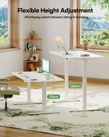 Marsail Electric Standing Desk with USB-A Charging Port, 160 x 80 cm Height Adjustable Sit Stand Desk with 4 Custom Height Settings, 80kg Max Load