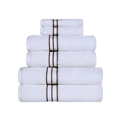 Home City, 100% Cotton, Towel Set, White/Chocolate - Towel
