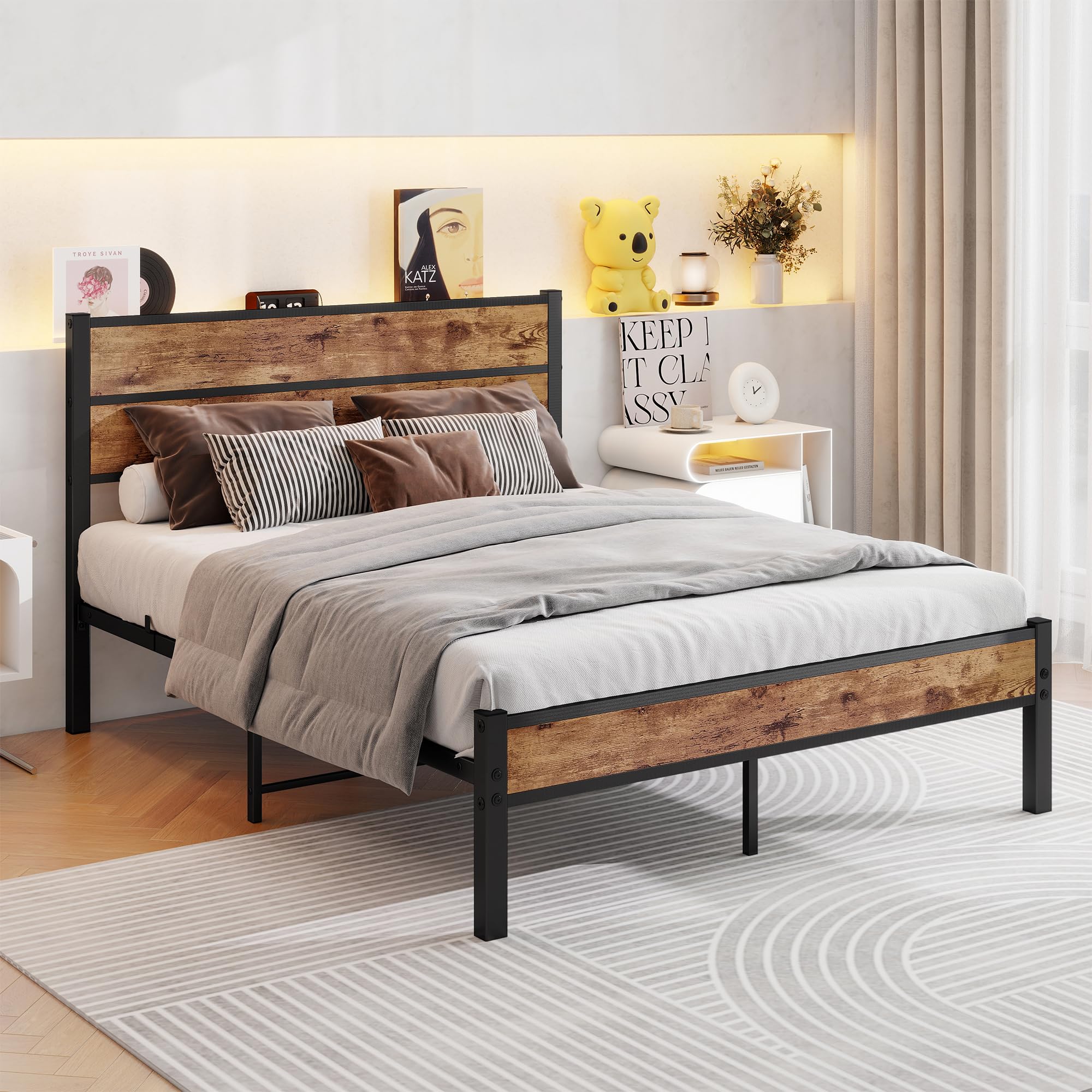 JUISSANO Bed 120 x 200 cm, Bed Frame Children's Bed Metal Bed 120 x 200 cm with Metal Slatted Frame