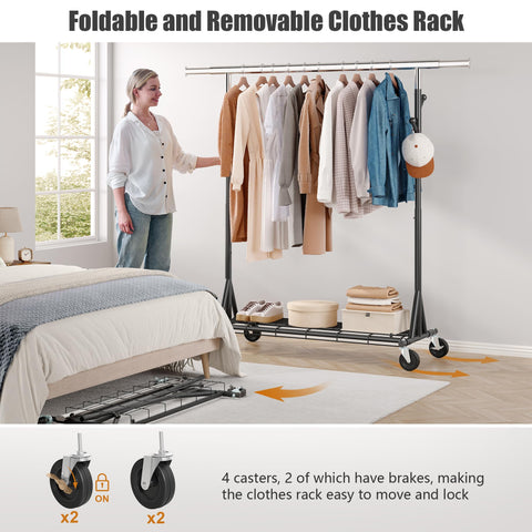 Gewudraw Clothes Rack Heavy Duty 240 KG Capacity, Portable, Foldable, Black