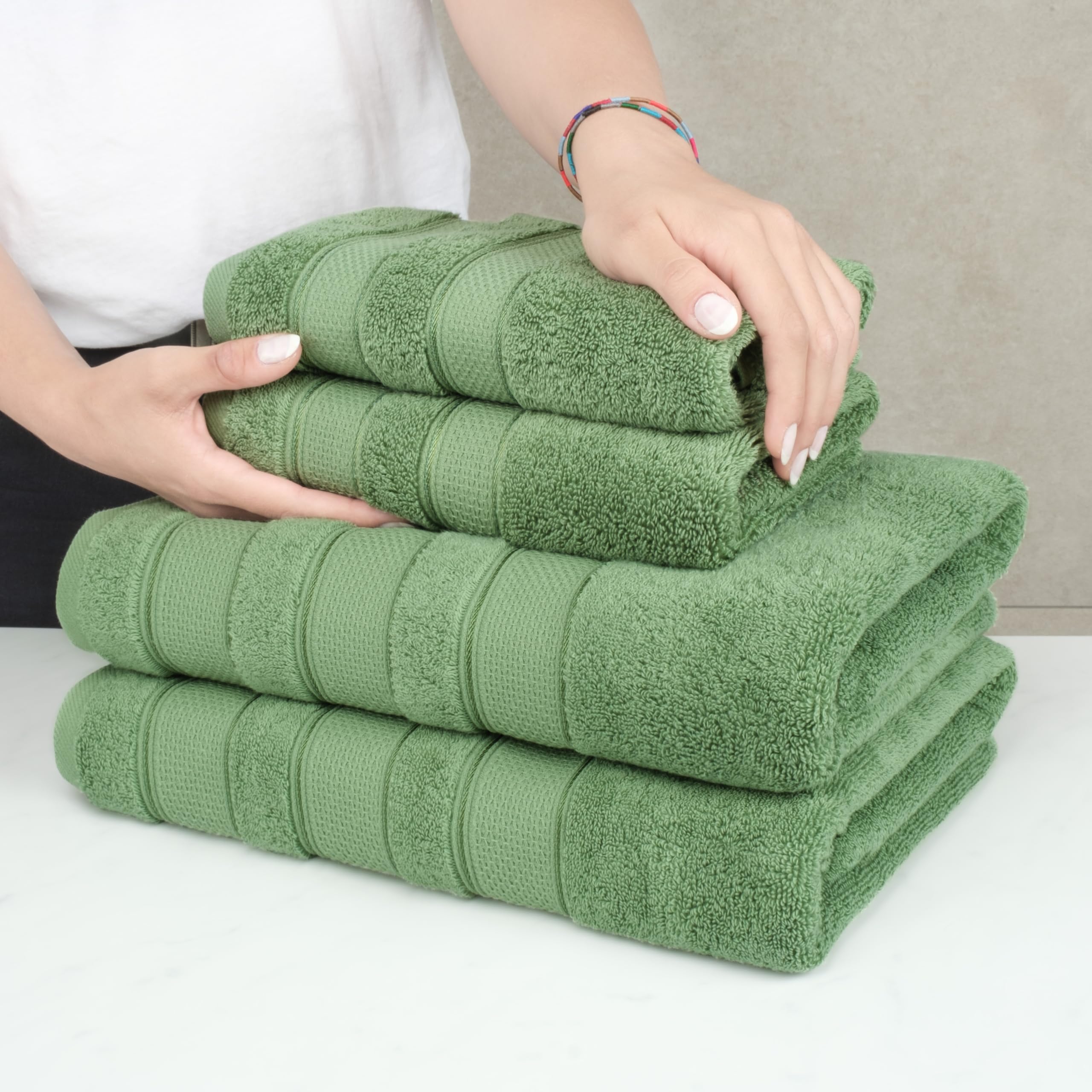 American Soft Linen Salem Bath Towel Set, 6 Piece Towels for Bathroom, 100% Turkish Combed Zero Twist Cotton