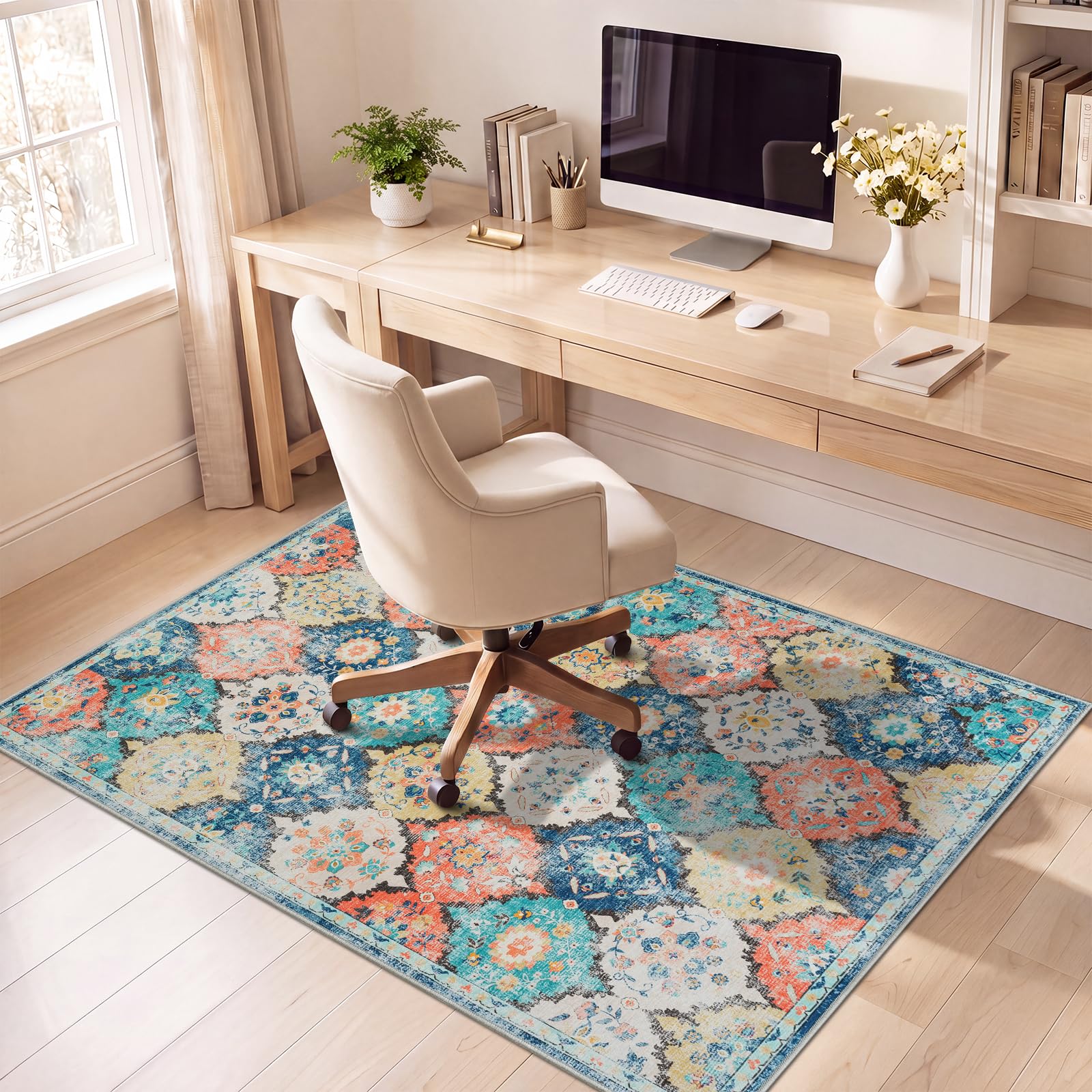 Famibay Office Chair Mat for Hardwood Floor 90x120cm Chair Floor Protection Mat Non Slip Rubber Computer Desk Chairs Mats for Hard Floors Home Office