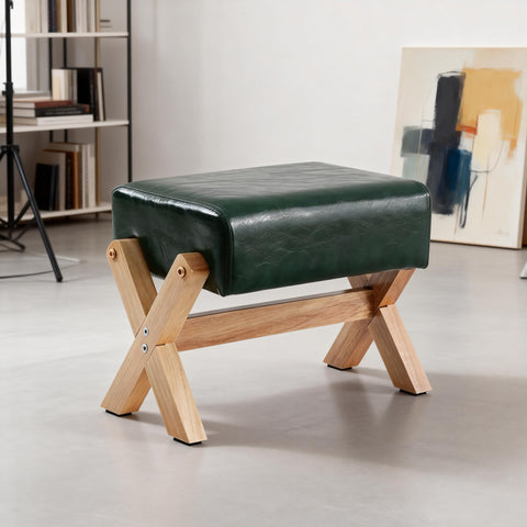 Small Foot Stool, 10.2in PU Leather Ottoman Foot Rest Shoe Changing Stool