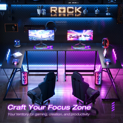 ODK L Shaped Gaming Desk,120×120 cm, Black