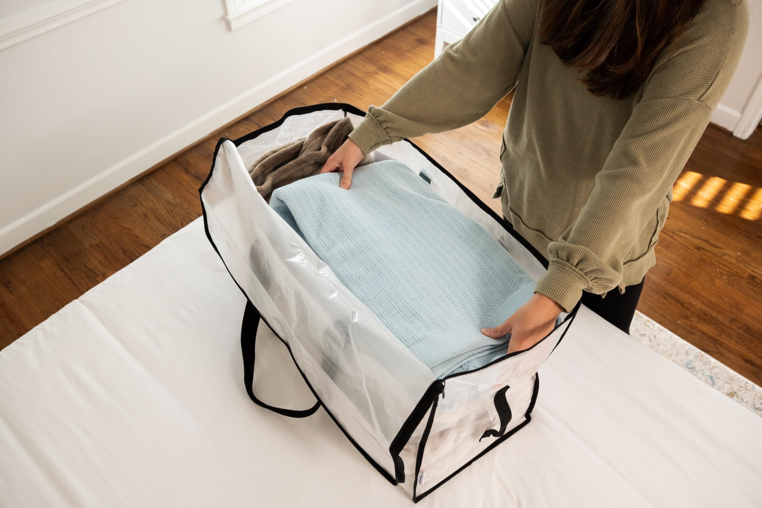 ClearSpace Heavy Duty Moving Bags or Storage Bins with Lids, Clear, 8 Pack