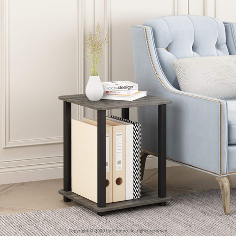 Furinno SIMPLISTIC Side Table Set of 2, 2-Tier End Table, Nightstand, Night Stand, Bedside Table, Easy Assembly, for Living Room, Bedroom, French Oak