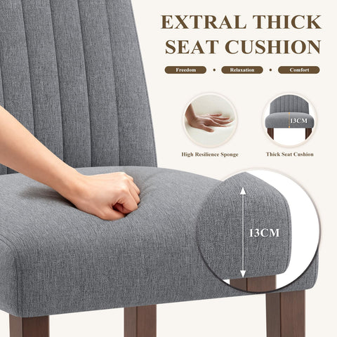 COLAMY Dining Chairs Set of 6 with Thick Seat Cushion, Fabric Chairs for Dining Room with Wood Legs and Ergonomic High Back
