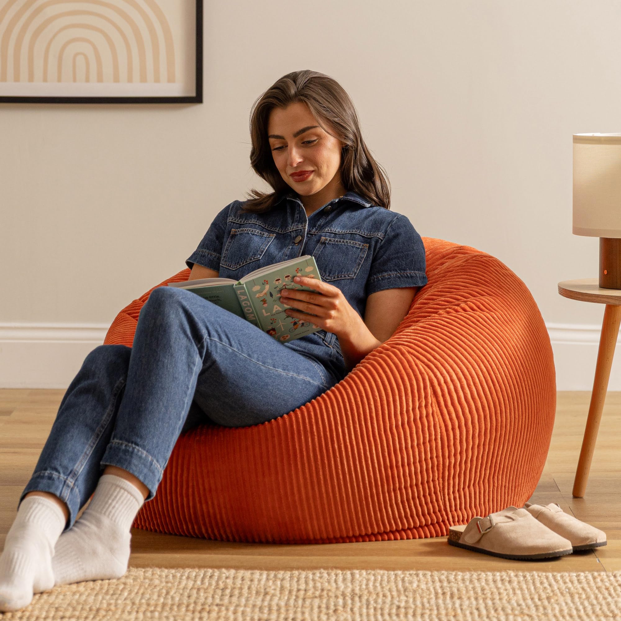 icon Kingston Cord Bean Bag with Filling Included, Set of 2, Orange