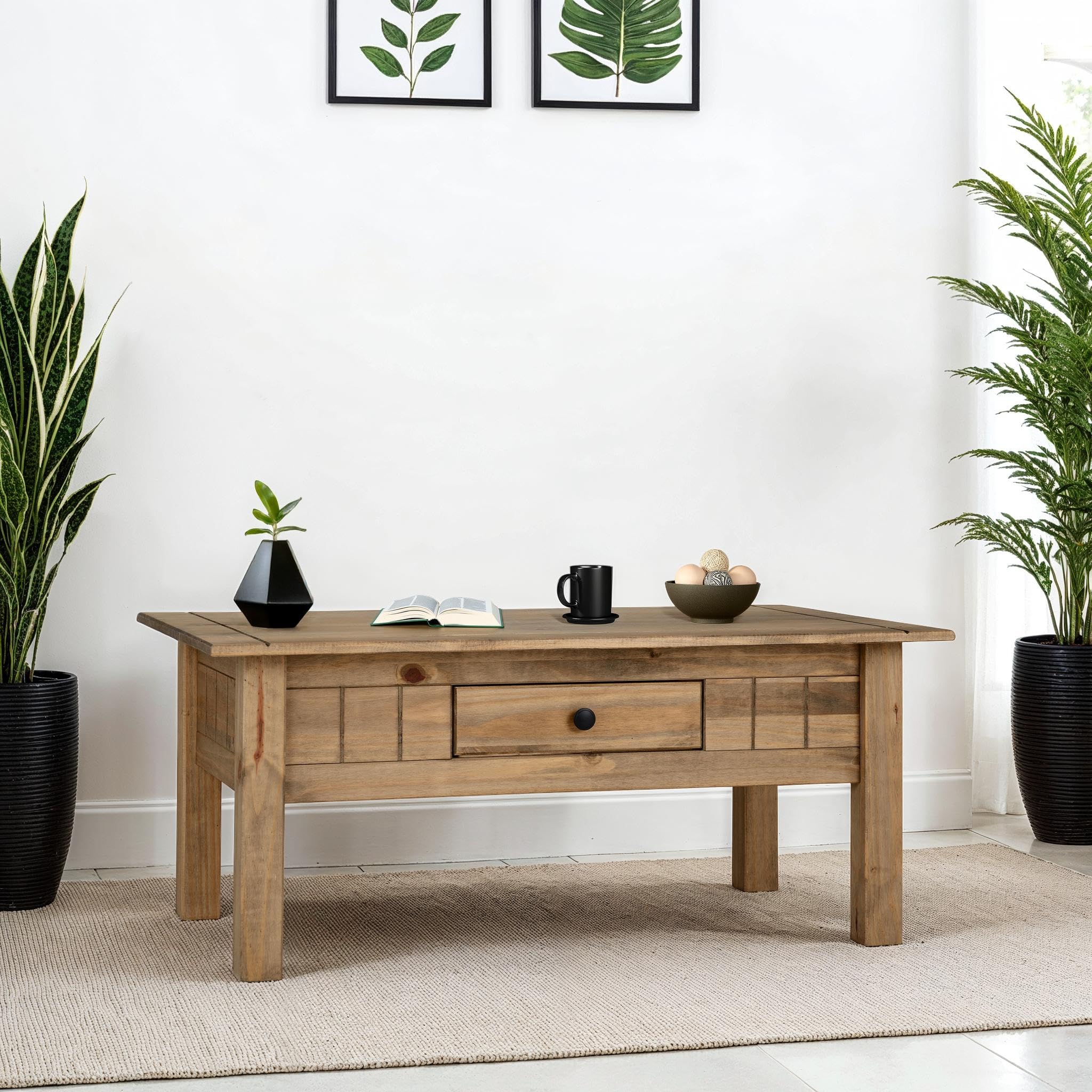Seconique Panama 1 Drawer Coffee Table in Natural Wax