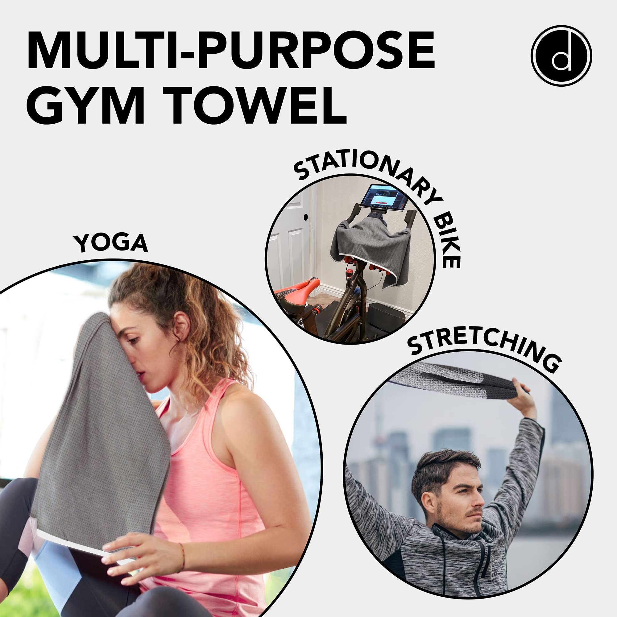 Fitness Gym Towels - 2 Pack - for Workout and Sports - Absorbent, Fast Drying, Odour-free - Grey