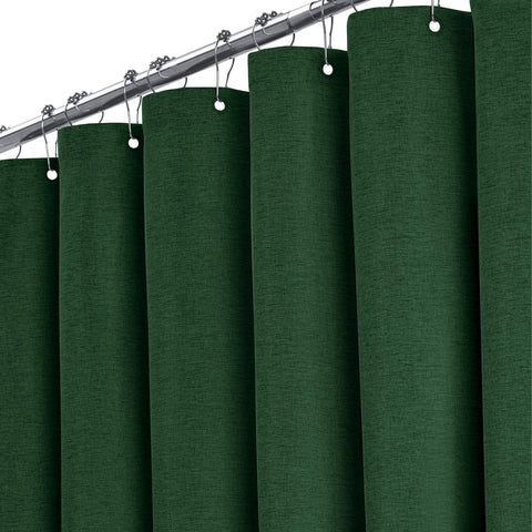 BTTN Linen Look Shower Curtain, Waterproof, 182x200cm, Emerald Green