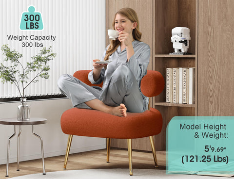 SEYNAR Mid Century Sherpa Boucle Accent Chair, Round Upholstered Barrel Arm Chair for Small Spaces, Fluffy Side Corner Sofa Armchair for Living Room