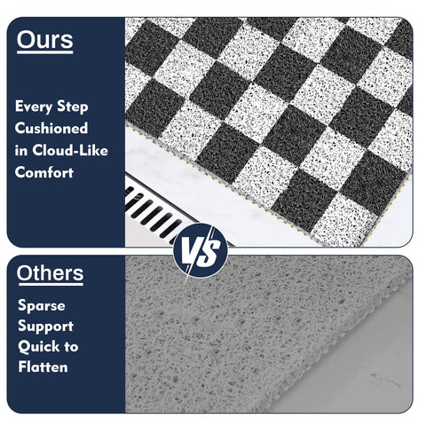 Non Slip Checkered Shower Mats 40x80CM, PVC Loofah Bath Mat for Inside Shower, Quick Dry Soft Bath Mat for Bathroom Floor