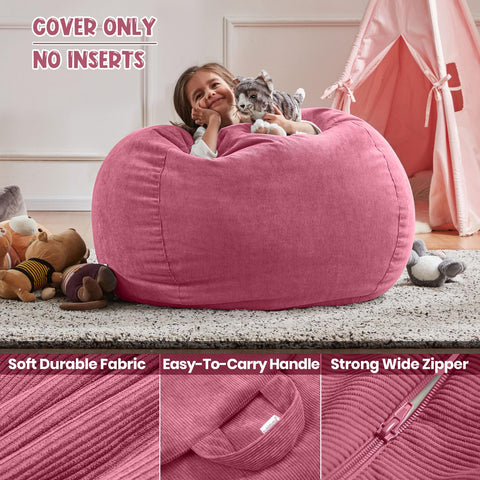 Nobildonna Bean Bag Chair Cover (No Filler) for Kids Beanbag Stuffed Animal Storage Without Filling Plush Toys Holder and Organizer Soft Premium
