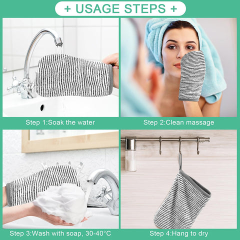 PHOGARY Face Cloths Body Wash Mitt, Super Absorbent & Soft Face Towels Facial Mitts, Reusable Makeup Remover Cloth Facial Cleansing Cloths