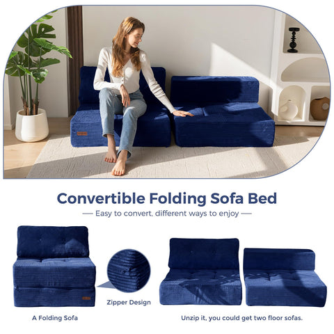 MAXYOYO Folding Sofa Bed, Convertible Sofa Bed with High-Density Support Foam, Portable 4 in 1 Fold Out Chair to Floor Lounger