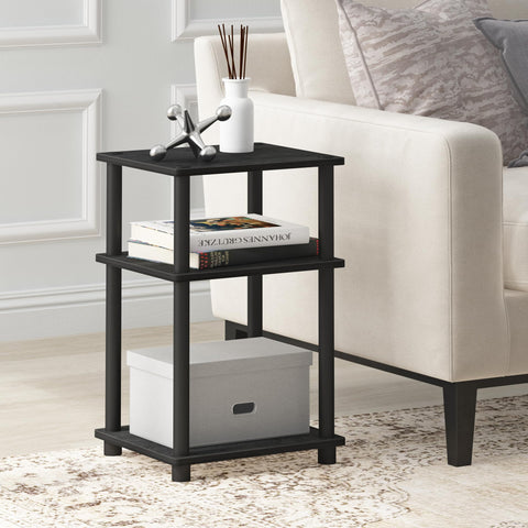 Furinno JUST Side Table, 3-Tier End Table, Open Shelves Night Stand, Bedside Table, Toolless Assembly, for Living Room, Bedroom, Americano