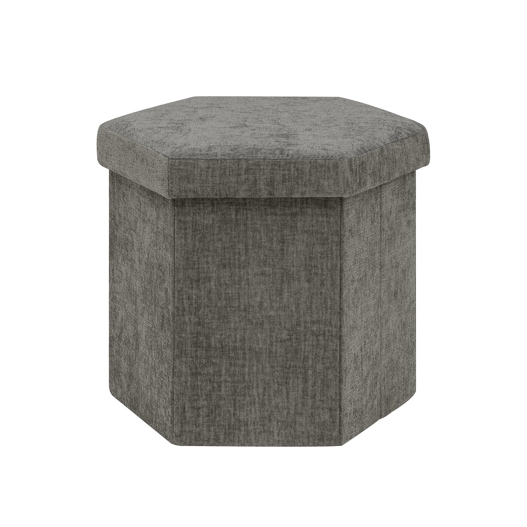 Bonlife Folding Storage Ottoman Hexagonal, Footrest with Toy Ches Box, 43cm