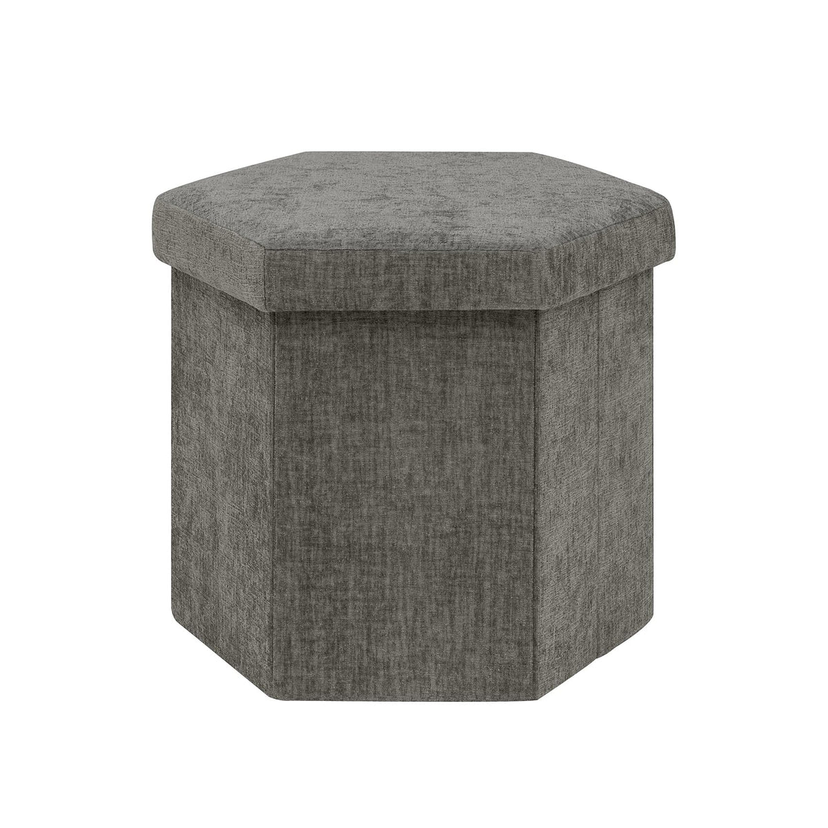Bonlife Folding Storage Ottoman Hexagonal, Footrest with Toy Ches Box, 43cm