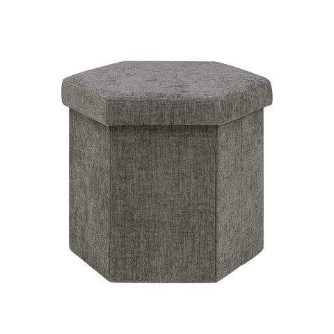 Bonlife Folding Storage Ottoman Hexagonal, Footrest with Toy Ches Box, 43cm