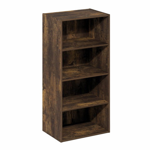 Furinno BASIC Book Shelf, 4-Tier Bookcase with Open Shelf, Bookshelf, Cube Storage Organizer, 11 x 17 x 35, for Living Room, Bedroom, Home Office