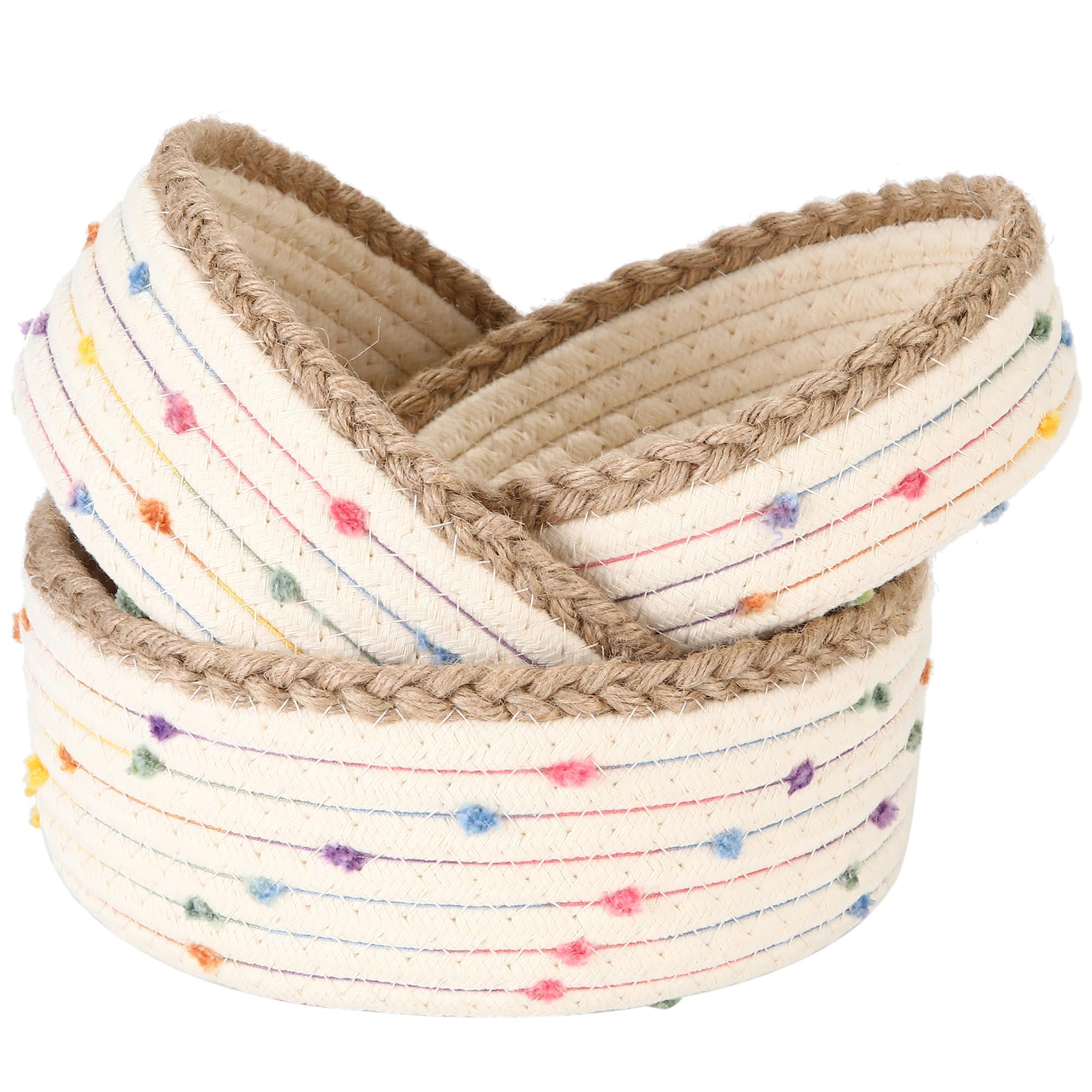 Sea Team 3 Pack Jute Cotton Rope Trinket Desktop Storage Baskets