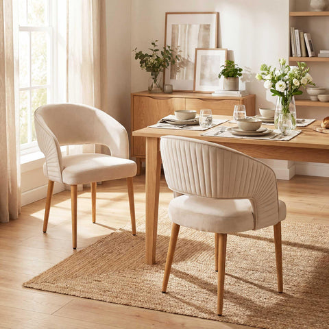 younturn Modern Velvet Upholstered Dining Chairs Set of 2, Comfortable Padded Kitchen Chairs with Armrests