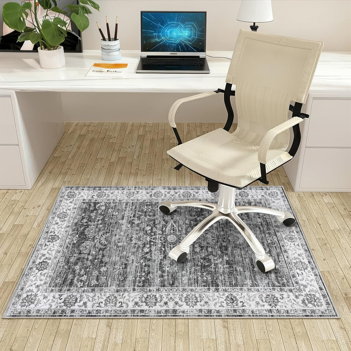 Office Chair Mat for Hardwood Floor, 90x120 cm Anti-Slip Computer Gaming Desk Mat, Multi-Purpose Floor Protector for Home Office Rolling Chair