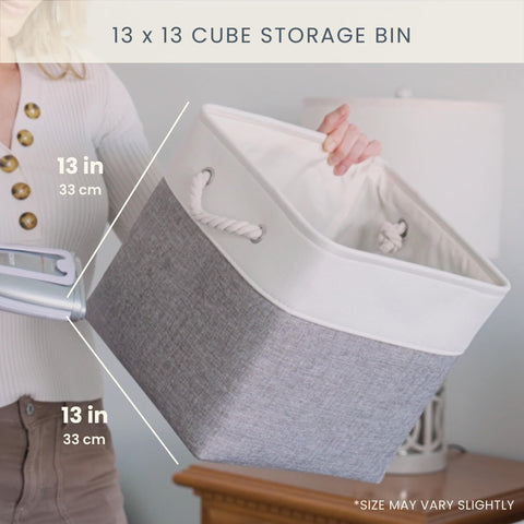 OrganiHaus Fabric Storage Boxes, Set of 4 Foldable 33X33 Cube Organiser Bins with Rope Handles for Shelves, Nursery & Closet