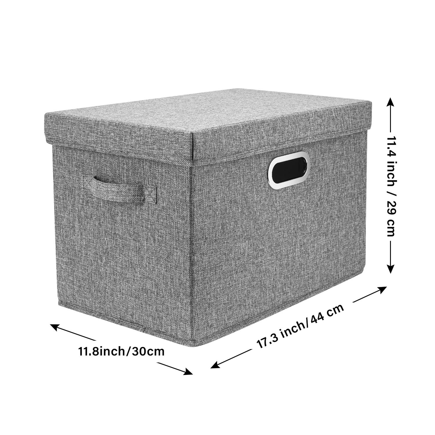 TYEERS Large Storage Box with Lid, Collapsible, Washable, Fabric Storage Box for Clothes, Wardrobe Storage, 44x30x29 cm, Set of 5, Grey