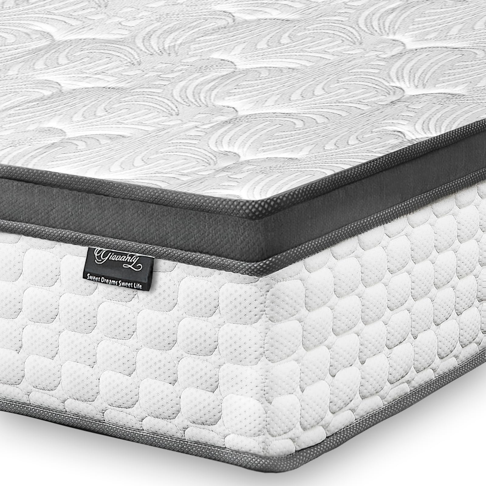 Giovanly 10 Inch King Size Mattress, Hybrid Mattress in a box Gel Memory Foam, Pocket Springs