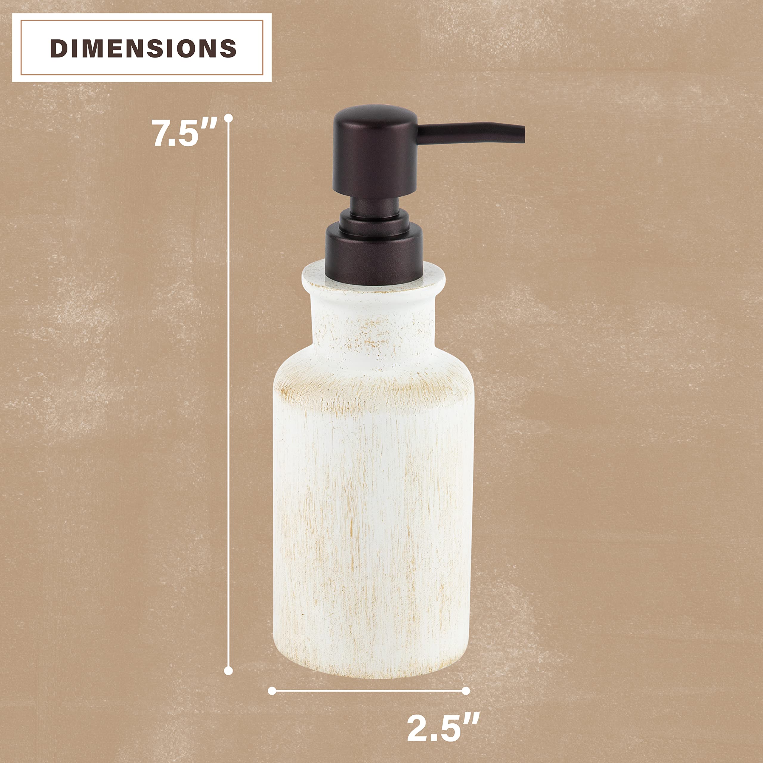 Creative Scents Rustic Luxe Bathroom Soap Dispenser - Beige Hand Soap Dispenser for Bathroom with Strong Easy Dispensing Pump